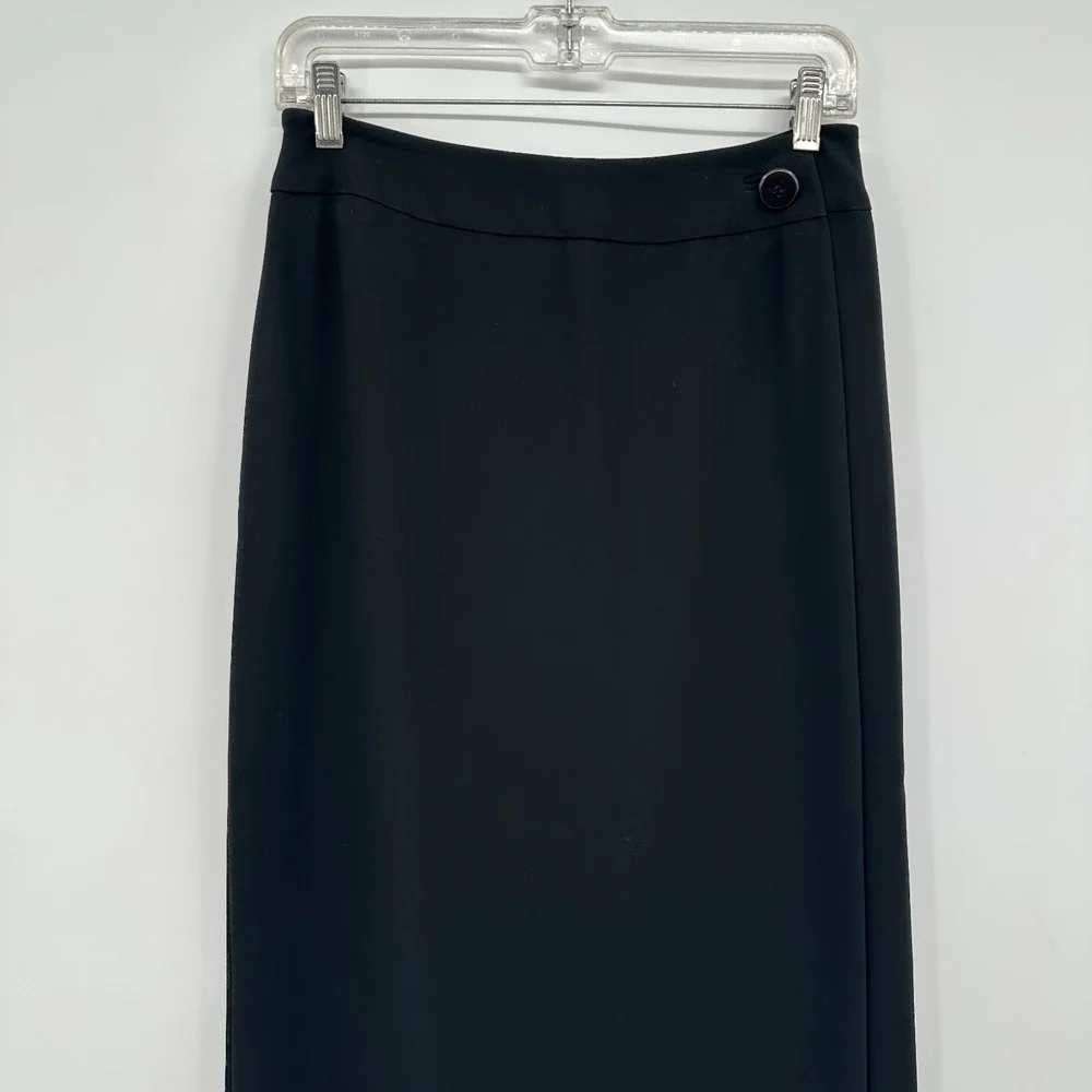 Vintage Dana Buchman Maxi Skirt Size 8‎ Black Wrap Lined Neutral Quiet Luxury